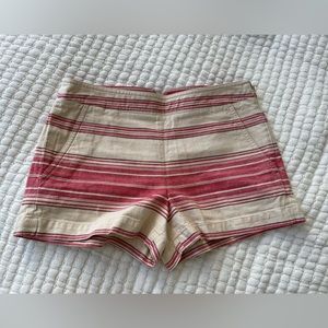 BCBG 100% cotton red beige striped shorts Size XS